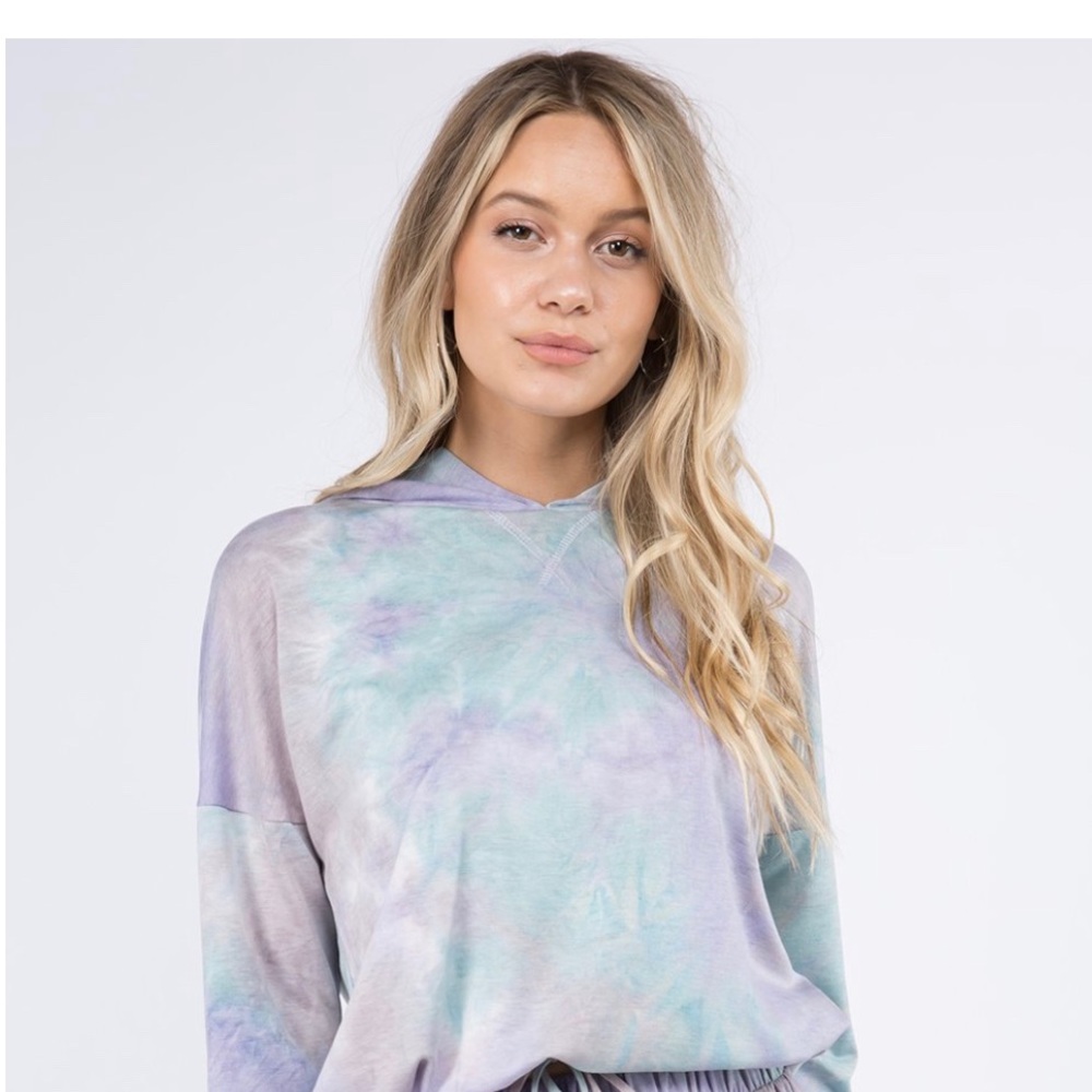 Drawstring Tie Dye Hoodie Pullover
